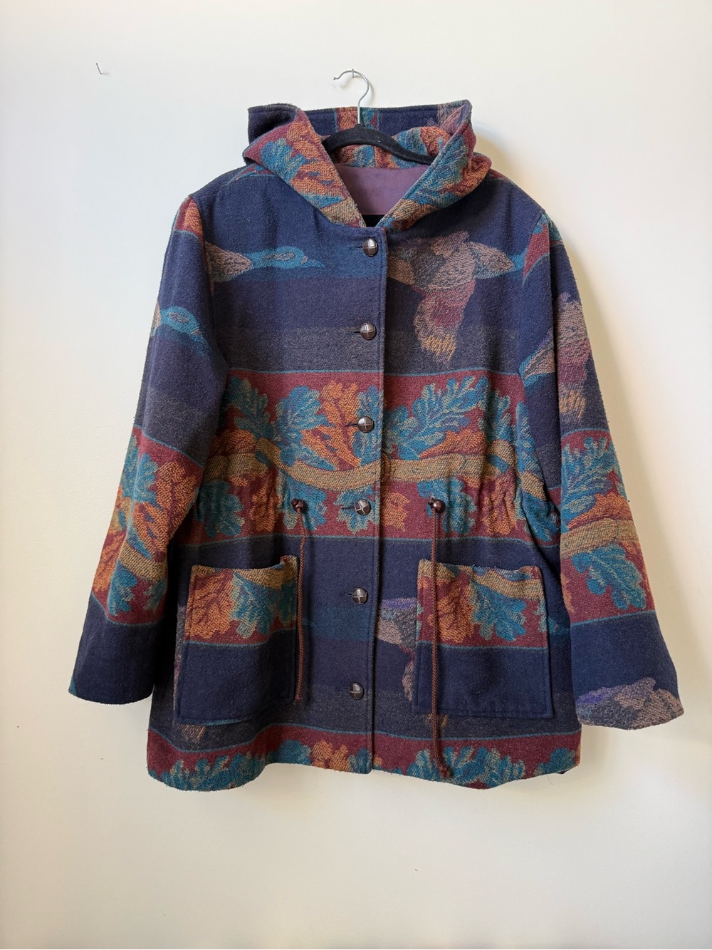 VINTAGE Image tapestry blanket jacket woven duck scene outdoor MADE IN CANADA 🇨🇦